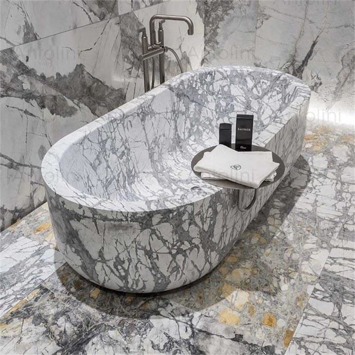 Invisible Grey-White Marble Tile Flooring Home Decor