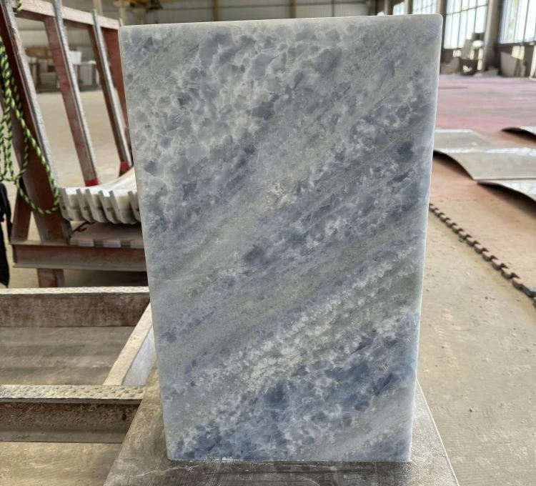 Blue Crystal Marble Plinth Stand Coffee Table living room desgin