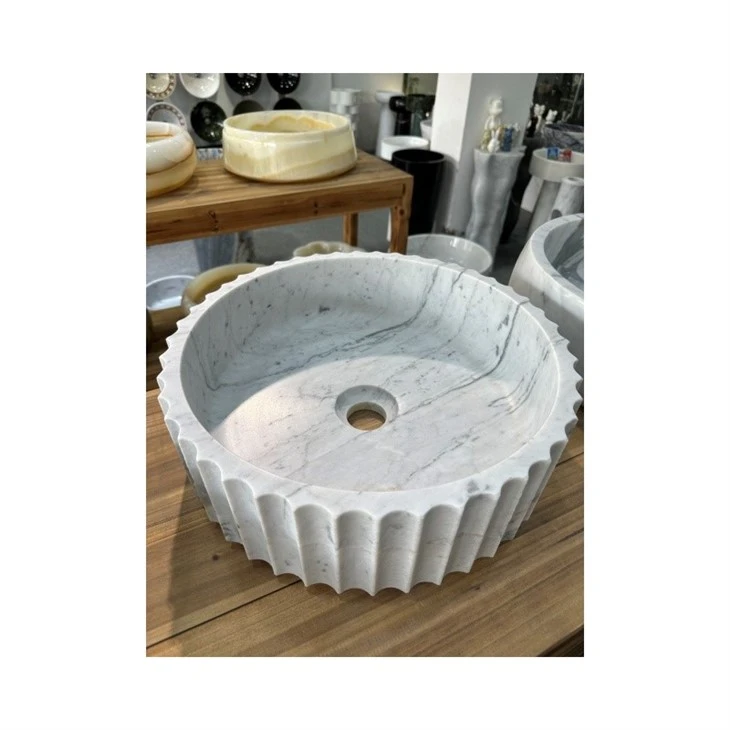 White Round Marble Wash Basin